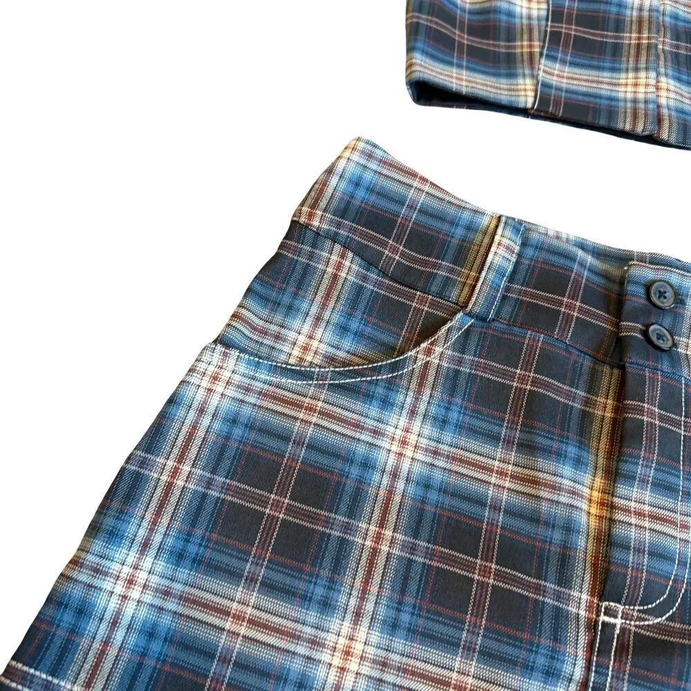 Princess Polly Two Piece Plaid Crop Top Skirt Set Outfit Size 2 Women's NWOT
